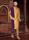 Yellow Colour Outluk Vol 36 Traditional Jaqcuard Silk With Self Work Party Wear Kurta Pajama Mens Collection 36003